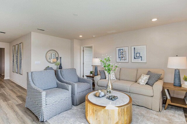 living room featuring light hardwood / wood-style flooring