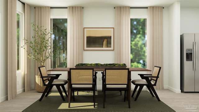 dining room with light hardwood / wood-style floors