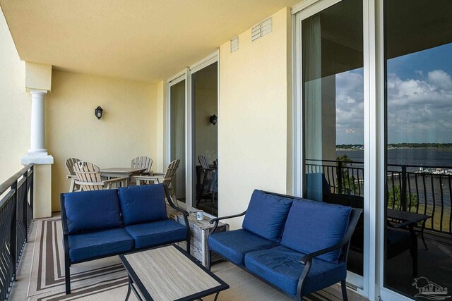 balcony with a water view