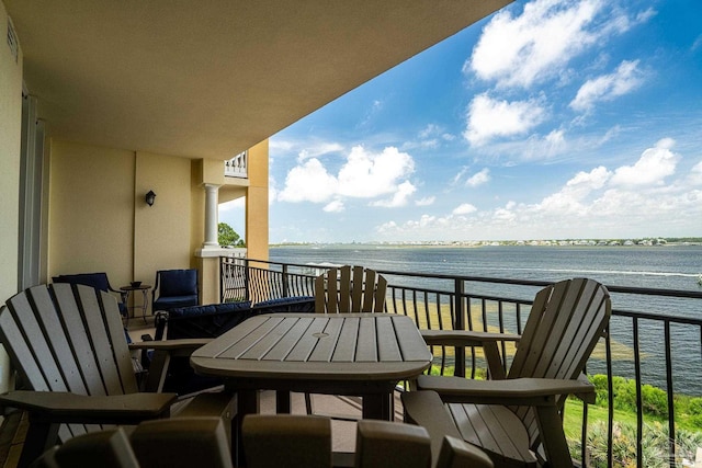 balcony with a water view