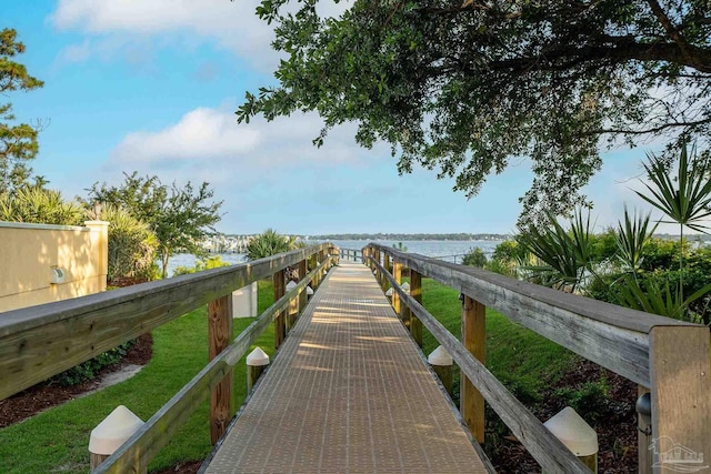 view of property's community with a water view