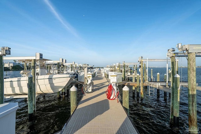 view of dock featuring a water view