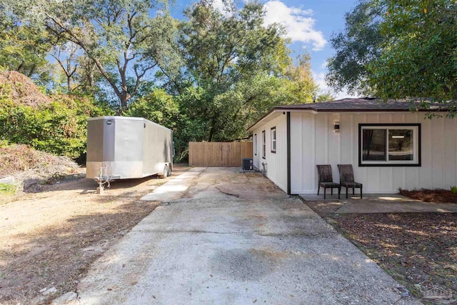 view of home's exterior featuring central AC and a patio area