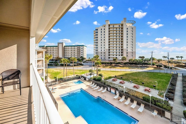 view of pool featuring a patio area