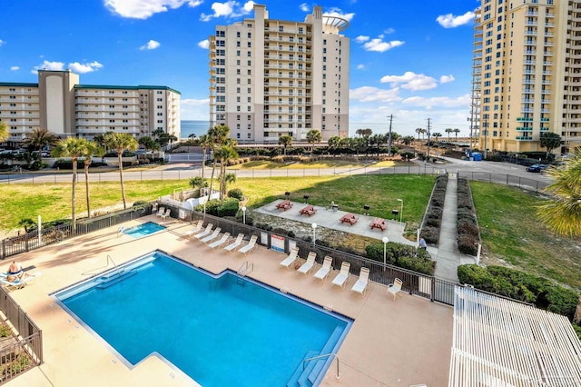 view of pool featuring a patio