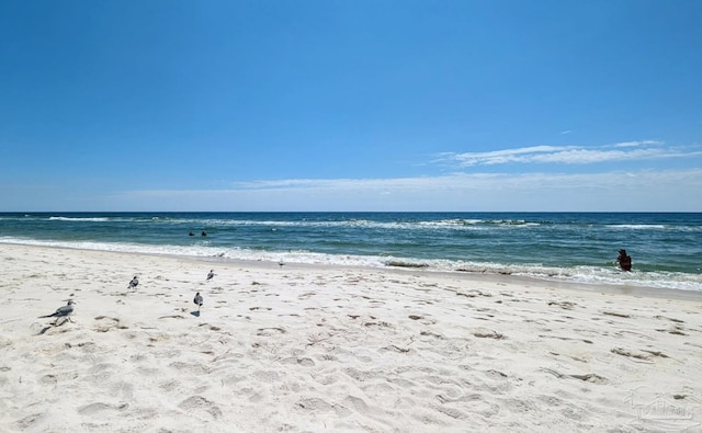 view of water feature with a view of the beach