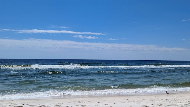 view of water feature with a view of the beach