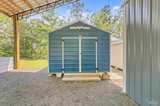 view of shed