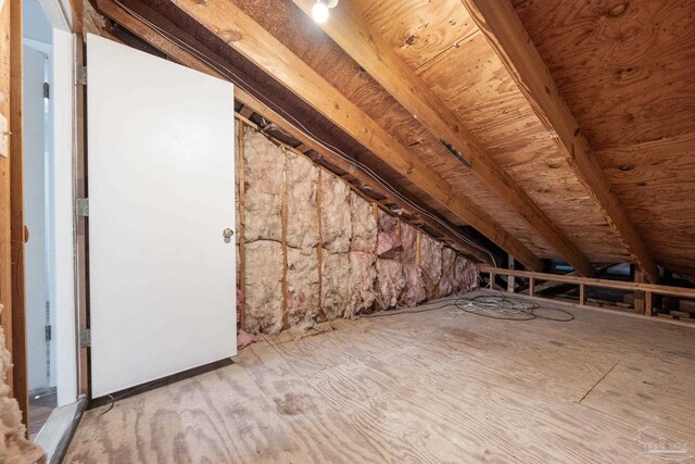 view of unfinished attic