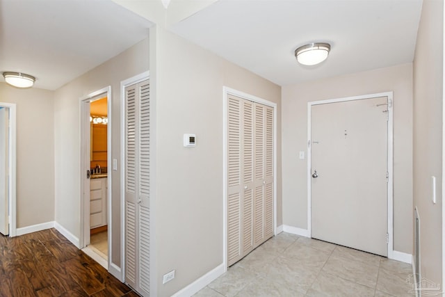 entrance foyer featuring light hardwood / wood-style floors