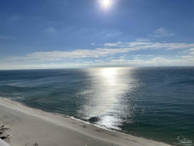 property view of water featuring a beach view