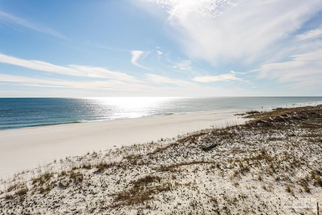 property view of water featuring a view of the beach