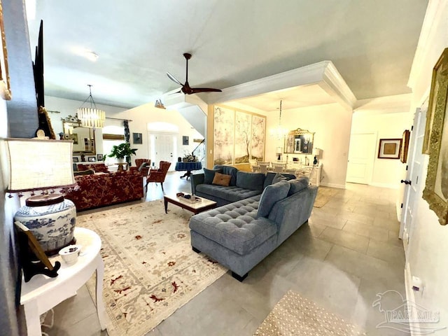 2367 Greenbrier Blvd, Pensacola, FL 32514 - living area with a ceiling fan and a chandelier
