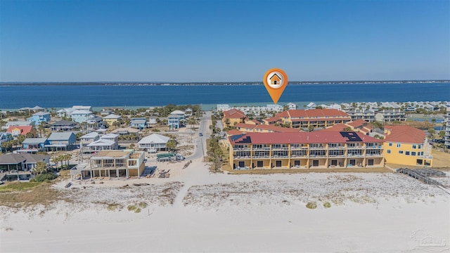 bird's eye view with a water view and a residential view