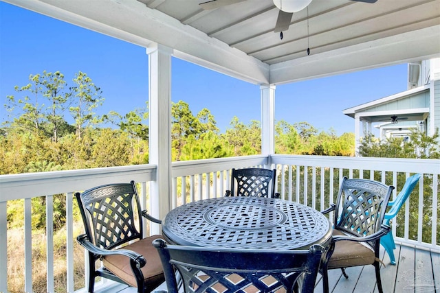 6548 Carlinga Dr, Pensacola, FL 32507 - wooden terrace featuring ceiling fan