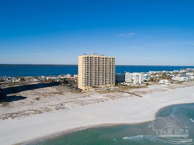 property view of water featuring a view of the beach