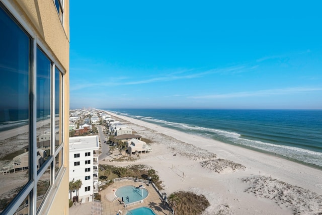 view of water feature with a view of the beach