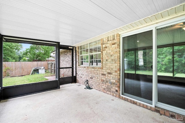 view of unfurnished sunroom