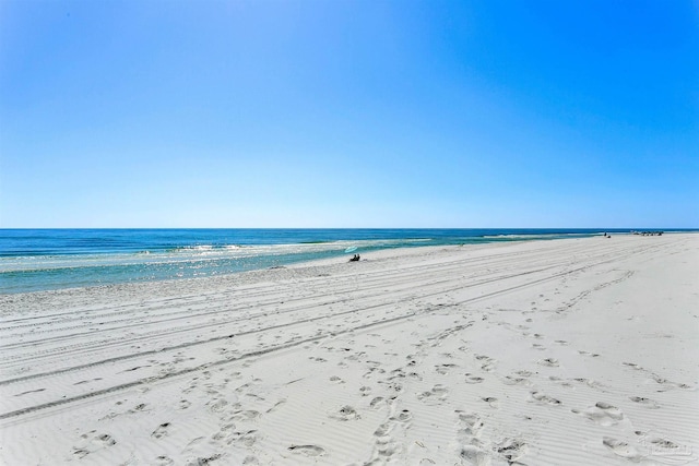 property view of water featuring a beach view