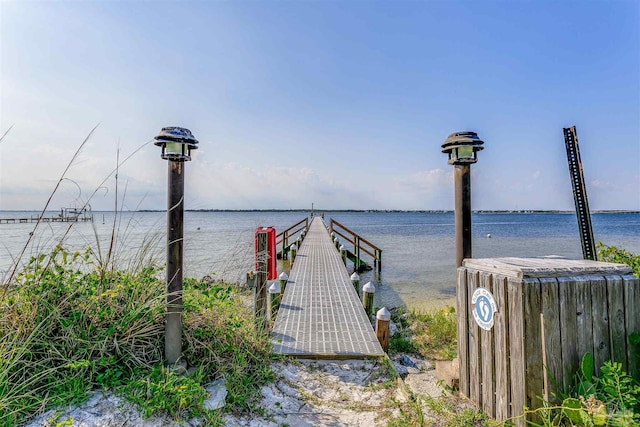 view of dock featuring a water view