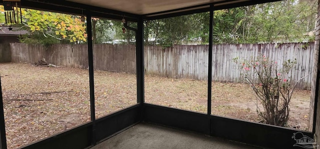 view of unfurnished sunroom