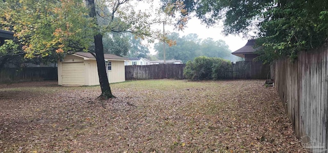 view of yard with a storage unit