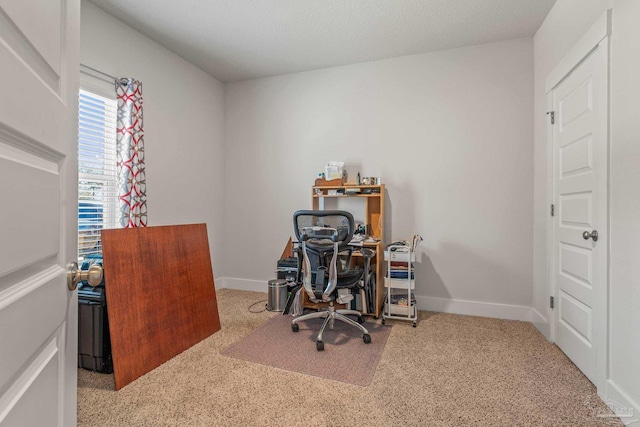 home office with carpet and baseboards