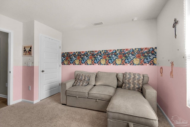 living room featuring carpet flooring