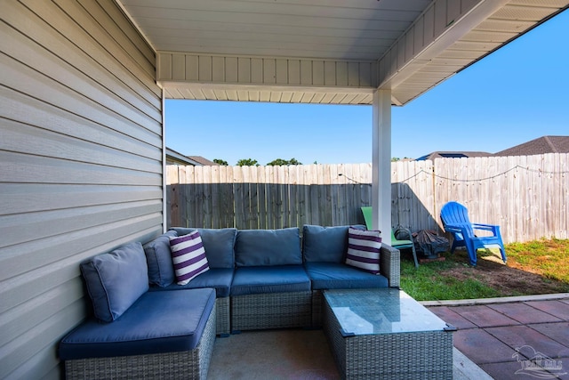 view of patio featuring an outdoor hangout area