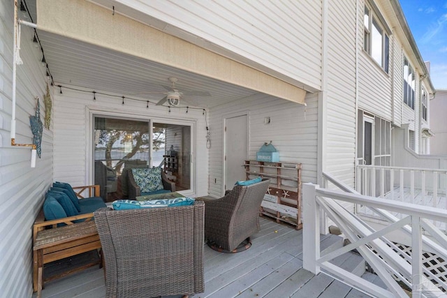 deck featuring a ceiling fan