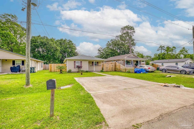 ranch-style house with a front lawn