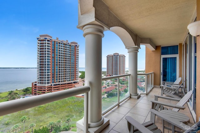 balcony with a water view