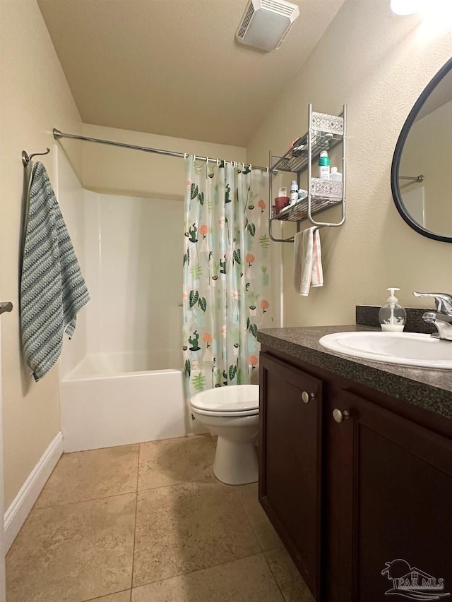 4955 Makenna Cir, Pace, FL 32571 - full bath with vanity, shower / bathtub combination with curtain, toilet, and baseboards