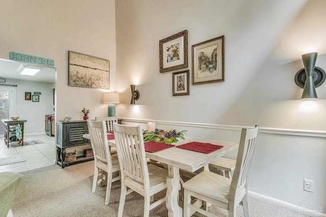 view of carpeted dining room