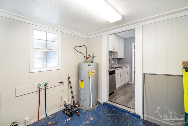 utilities featuring electric water heater and sink