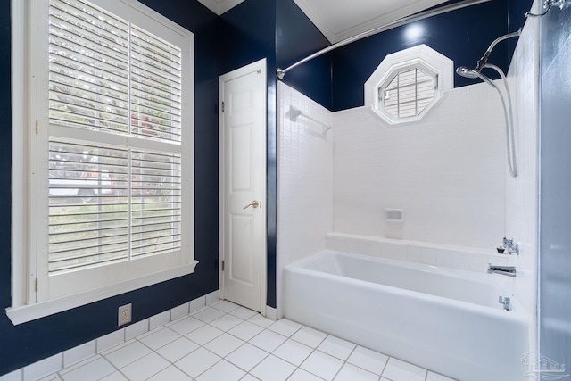 full bathroom with tile patterned flooring and shower / tub combination