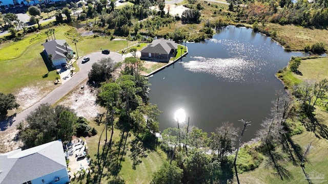 bird's eye view featuring a water view