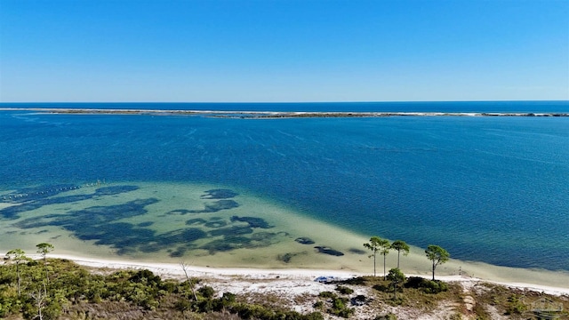 property view of water featuring a view of the beach