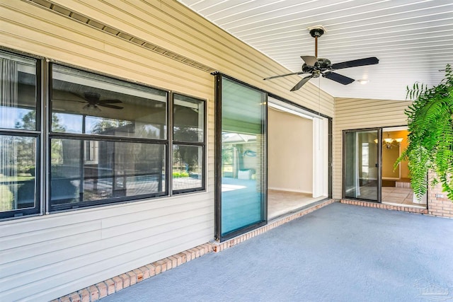 view of patio with a ceiling fan