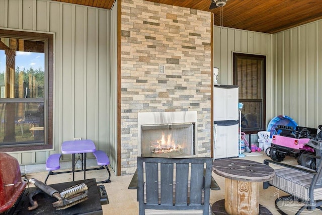 3351 Velor Rd, Mcdavid, FL 32568 - view of patio featuring a large fireplace