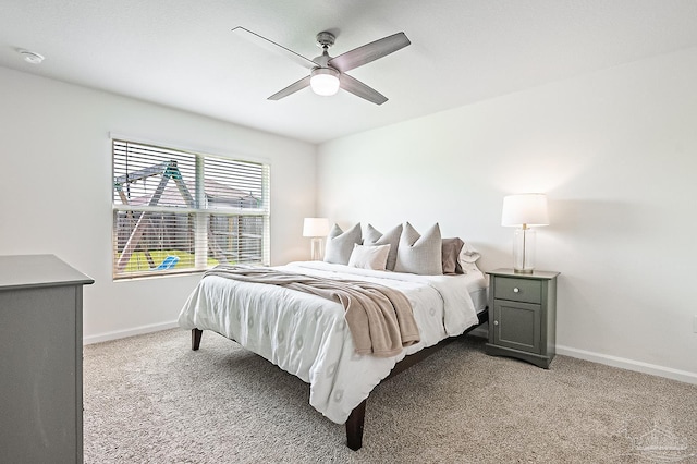 4366 White Cedar Ct, Pace, FL 32571 - bedroom with light colored carpet, baseboards, and a ceiling fan