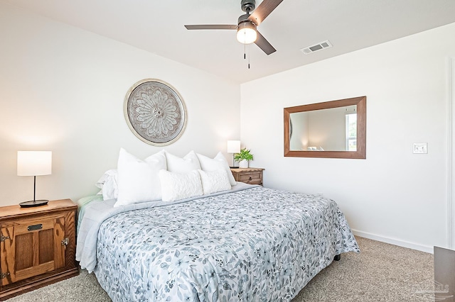 4366 White Cedar Ct, Pace, FL 32571 - bedroom with light carpet, baseboards, and ceiling fan