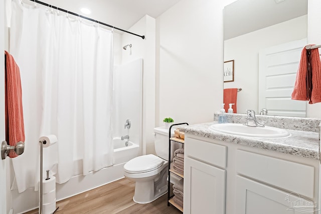 4366 White Cedar Ct, Pace, FL 32571 - bathroom featuring wood finished floors, vanity, toilet, and shower / bath combo