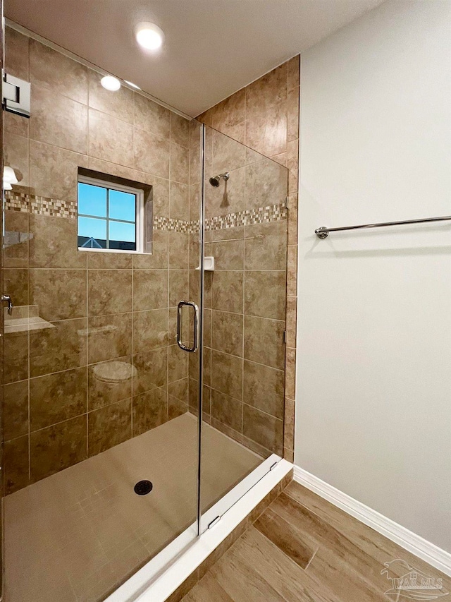 bathroom featuring walk in shower