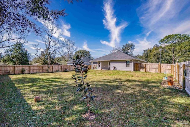 view of yard featuring a fenced backyard