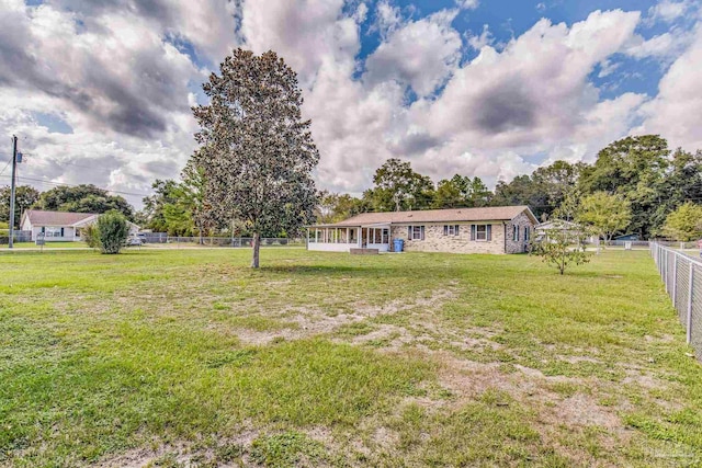 view of yard featuring a fenced backyard