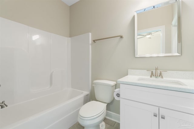 2098 Anna Ct, Milton, FL 32583 - full bath with baseboards, toilet, vanity, shower / bathtub combination, and tile patterned floors