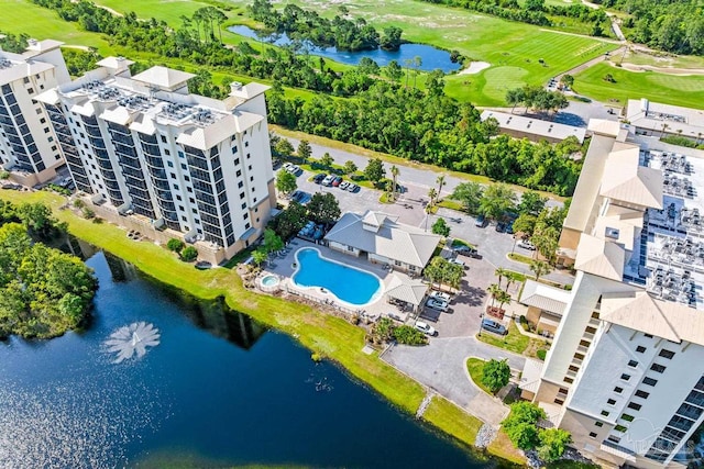 612 Lost Key Dr Unit 702-B, Pensacola, FL 32507 - aerial view of a nearby body of water, a pool, and a local golf course
