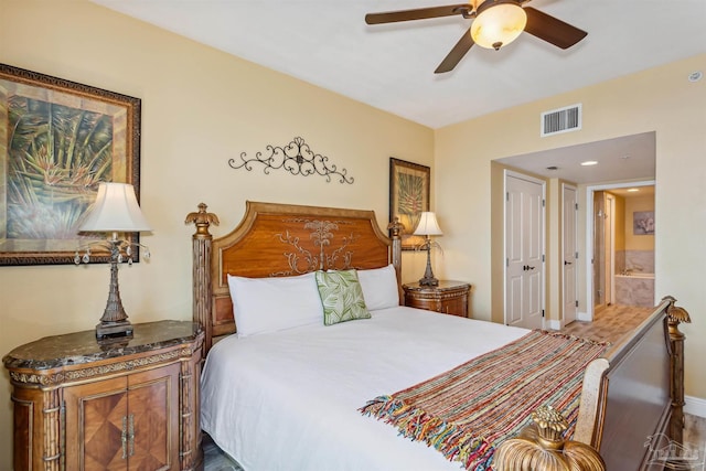 bedroom featuring ceiling fan