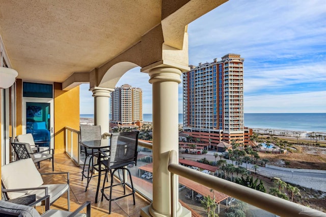 balcony with a water view